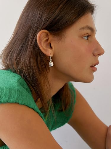 Dangle Earrings for Women 14K Gold plated Caged Lightweight Leverback Pearl Dangling Drop Elegant Jewelry for Weddings, Gifts, Everyday Wear (Gold)4