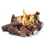 ATR ART TO REAL Ceramic Logs for Bioethanol Fire,Decorative Gas Fireplace Log for Gas Fires,Smokeless Artificial Pine Cones Shaped Firewood Logs for Electric Fireplace,9 Pcs