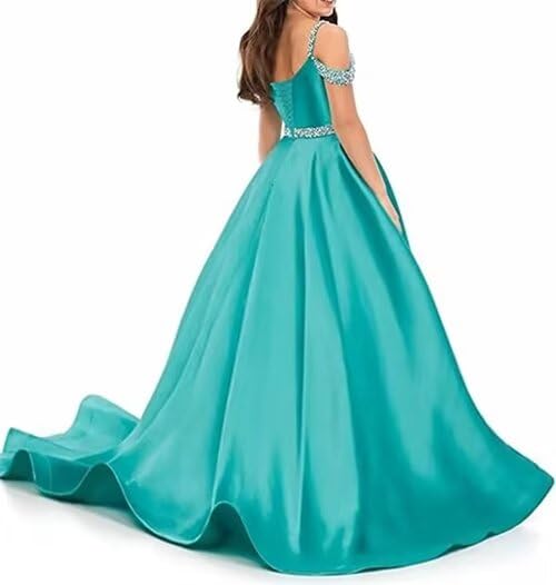 Flower Girl Dresses for Wedding Satin Spaghetti Strap Pageant Dresses for Girls A Line Formal Party Dress4