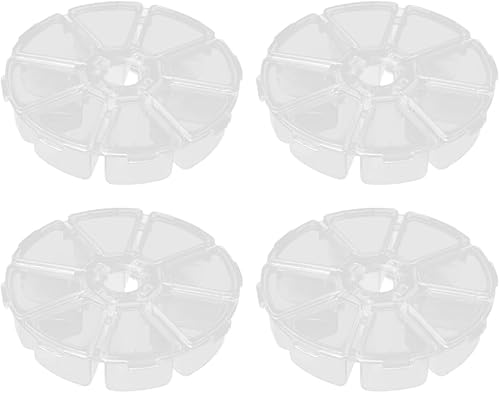 Bandejas para tuercas, 4 unidades, 8 rejillas, caja de plástico transparente de forma redonda, organizador de almacenamiento de joyas, contenedor