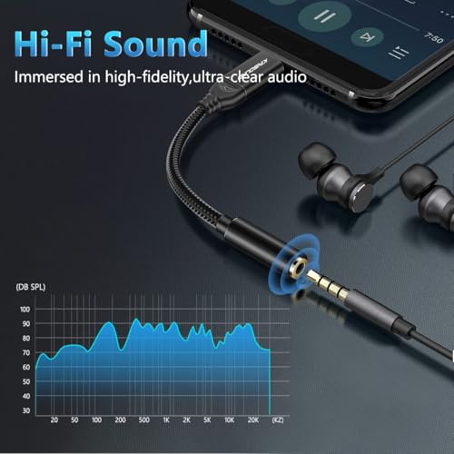 Kinsound USB Type C to 3.5 mm Audio Jack Connector with DAC Headphone Converter Adapter (Black) - Image 4