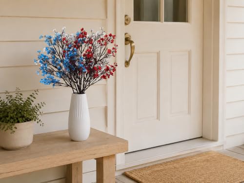 Image of Mandy's 6 Bundles Artificial Red White Blue Baby's Breath Flowers