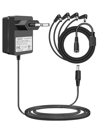 VOLTKARE DC 12V 2A Netzteil Adapter mit 4-Fach Splitter für Überwachungskamera CCTV DVR, LED-Streifenleuchten - EU Stecker