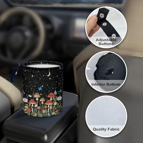 Image of Collapsible Mushroom Butterfly Daisy Trash Can - Accessories for Cars, Camping & Family Gatherings, Easy to Clean, Waterproof