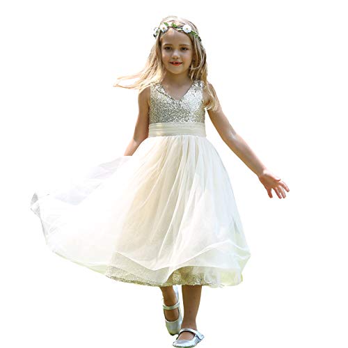 Bow Dream Flower Girl's Dress Sequins Tulle