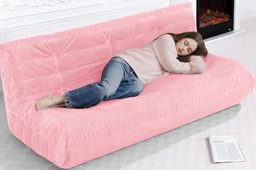 Image of Bean Bag Chair,Giant Beanbag Chairs for Adults,Comfy Large Fireside Chair Lazy Sofa,Corduroy Bean Bag Lounger with Memory Foam Filled,Floor Sofa Couch for Home,Living Room (Pink, 3-Seater)