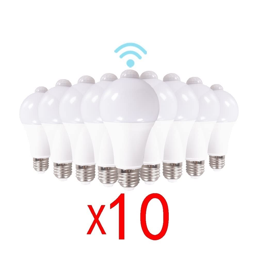 1fortunate Lights 1 0pcs AC85-265V E27 9W / 12W / 15W LED PIR Sensor de Movimiento Bombilla de luz Smart Bulb Detector Lámpara de Sensor for el Porche del hogar Patio de Garaje Iluminación