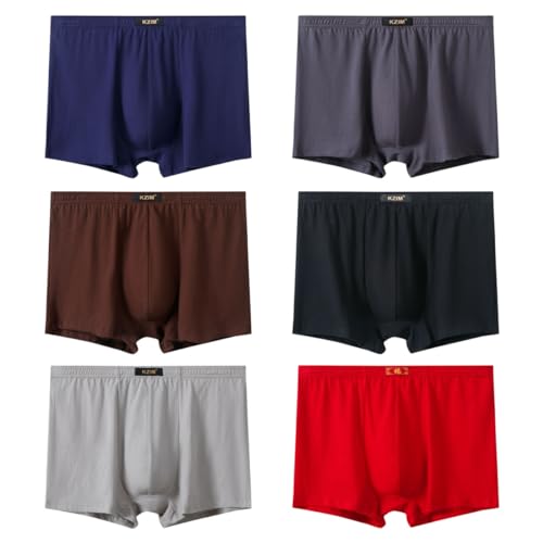 AOOPOO 6er-Pack Herren Boxershorts aus Baumwolle Größe L-7XL Unterwäsche Unterhose Übergröße Senioren Herren Boxer Slip Mittelalter und Ältere Menschen Männer Hohe Taille Atmungsaktive Boxer Shorts