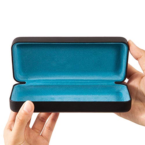 Image of TRIUMPH VISION Sunglasses Case Hard Shell Glasses Case Eyewear Eyeglasses | Sunglass Eyeglass Hard Case for Women and Men Metal PU Leather Lined Storage with Microfiber Cleaning Cloth Protection