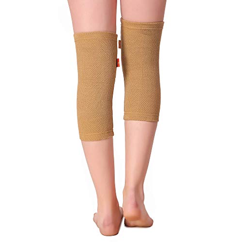 Image of ONYXNEO Knee Caps for Pain Relief, Women, Men - Soft, Breathable Fabric, Four Way Stretch, Sweat Absorption, Mild Compression, Support and Comfort Knee Sleeves Brace (Beige, Large)