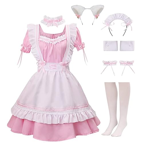 maxToonrain Dienstmädchen-Kostüm für Damen, französisches Kleid, Rotwein, Schatz, Anime, Valentinstagsgeschenk, Dienstmädchen-Outfit, Schürze,...