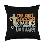 Soccer Coaching Men Training January Soccer Coach Birthday Throw Pillow