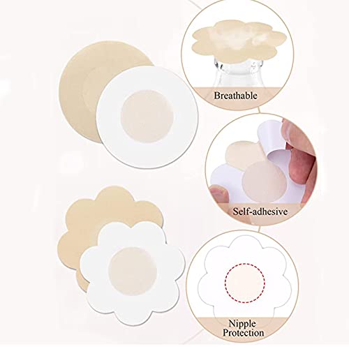 Gjsimon 40 Pieces Nipple Covers Pasties , Breast Comfortable & Natural, Disposable For Women, Adhesive Nipplecovers, Petals Pastiesbre, Self-Adhesive No Show Bra, 2.36 X 0.01 Inch #TOP2