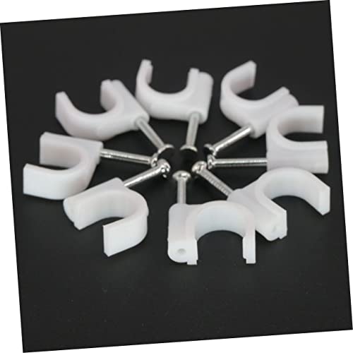 White Plastic round Cable Wire Clips 300Pcs for Cable Management | Impact Resistant, Weathering Resistant, Corrosion Free, Hardened Nails, Electrical and Ethernet Cable, Office Outdoors miniatura 2