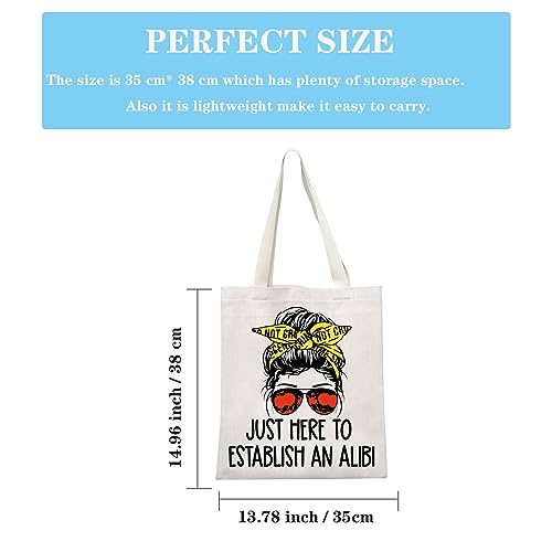 GJTIM True Crime Gift Seriel Killer Gift Just Here to Establish and Alibi Makeup Bag for Crime Show Fan(Alibi Tote)2