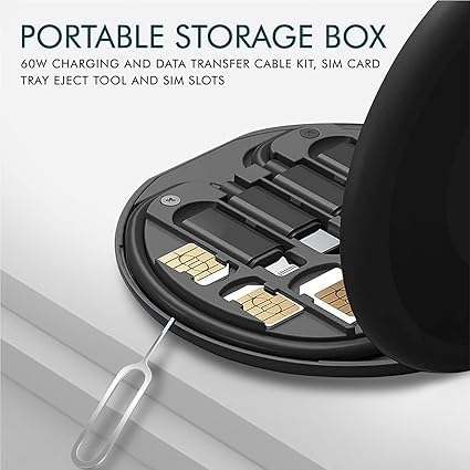 Image of Original All in One 60W USB Fast Charging Travel Cable Set Type C and Micro USB Port Inbuilt Mobile Stand Compatible with lPhone, iPad,Samsung,OnePlus, Mi,Oppo,Vivo,iQOO (All in 1, Black)(APR203)