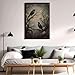 Framed Canvas Wall Decor Raven & Roses Wall Art Mystical Home Decor Gothic Canvas Print Bird Lover Gift Enchanted Room Decoration 12x16in Metal blackFramed