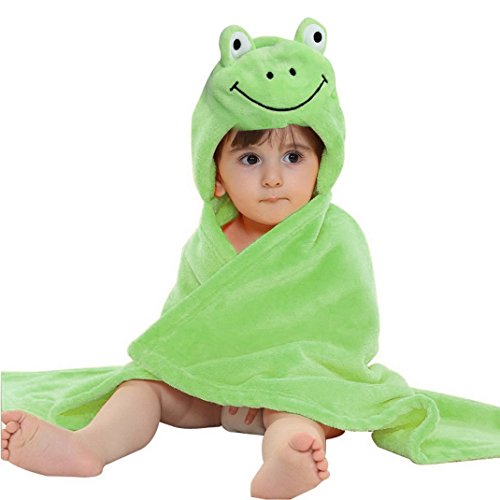 Image of FeelMeStyle Baby Hooded Blanket Animal Fleece Bathrobe for Unisex Baby