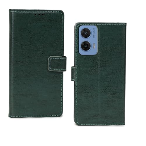 Image of amazon basics Moto G96 5G Flip Cover | Card Pockets Wallet & Stand | Flip Cover for Moto G96 5G (Green)