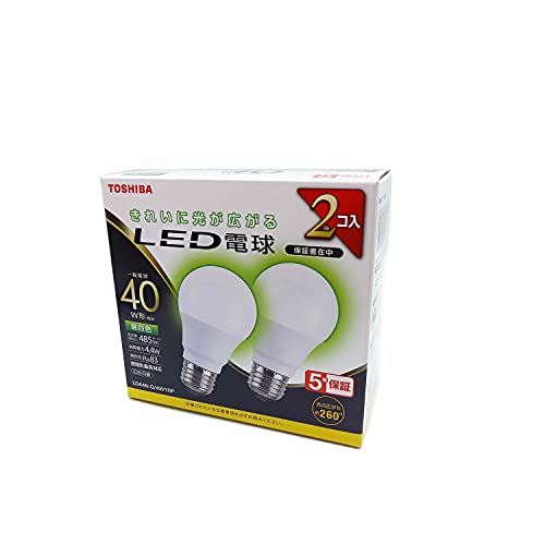 東芝(TOSHIBA) LED電球 40W相当 全方向 昼白色 E26口金 2P 密閉器具対応 LDA4N-G/40V1RP