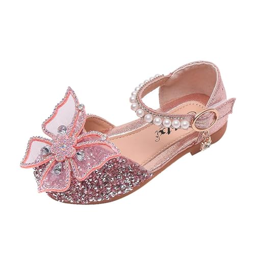 Girls Dress Shoes Princess Party Shoes Glitter Rhinestone Bowknot Low Heel Mary Jane Ballet Flats