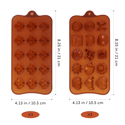 Alipis Silicone Maple Leaves Mold Non-Stick Chocolate Moulds Candy Molds, Brown Reusable Baking Molds For Cake Toppers, 6Pcs #TOP6