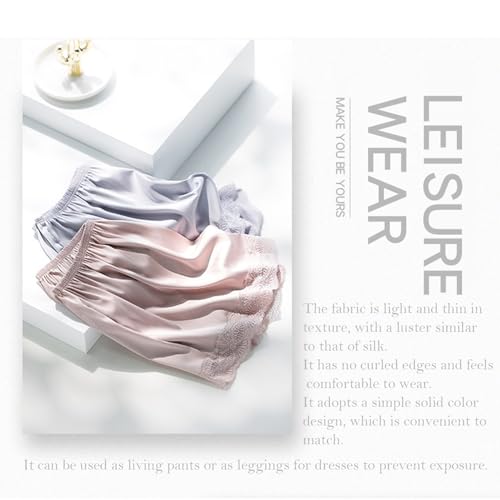 3 Pack Women's Half Slip Shorts for Under Dresses Bow Lace Satin Shorts Pettipants Half Slip Culotte Shorts Split Skirt3