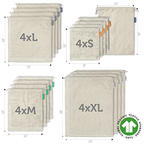 17 Reusable Cotton Mesh Bags