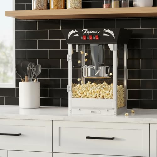 Image of Large Commercial Popcorn Machine: 12 Oz Popcorn Maker with 3-Switch Control Movie Theater Style Makes Up to 48 Cups for Home Party Office, Black