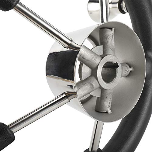 Image of NovelBee 11-1 /2 Inch Stainless Boat Steering Wheel with Knob,Black PU Foam