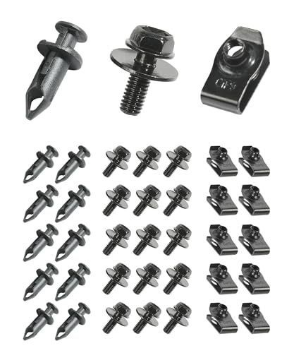 PAIYUE 35PCS Automotive Clips,Car Accessories Bumper Clips,Car Body Screws,Engine Cover Guard Screw,Automotive Replavement Bumper Retainer Clip Extruded U-Nuts Kit,Fit for Most Cars,Truck,Sedans