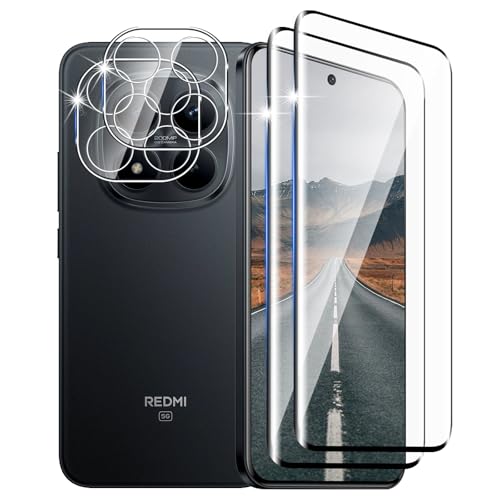 DXULWLM 2+2 sztuki szkła hartowanego do Redmi Note 15 Pro+ 5G/POCO M8 Pro, z osłoną obiektywu aparatu, 3D pełne pokrycie, twardość 9H, bez pęcherzyków, ochrona ekranu HD Anti-scratch