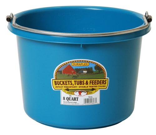 Little Giant® Plastic Animal Feed Bucket | Round Plastic Feed Bucket with Metal Handle | Made in USA | 8 Quarts