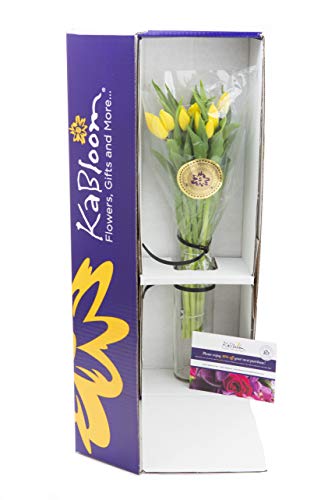 Kabloom Bouquet Of Fresh Yellow Tulips With Vase (Farm-Fresh, Cut-To-Order And Homegrown In The Usa) #TOP1