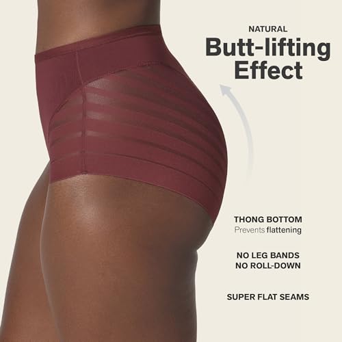 Image of Leonisa High Waisted Invisible Tummy Control Shapewear for Women - Stripe Lace Ladies Underwear Panties