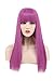 Karlery Long Straight Purple Flat Bang Cosplay Wig Halloween Costumes Party Wig