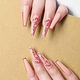 Outyua French Super Long Fake Nails Acrylic offin Press on Nails Designer False Nails Artificial...