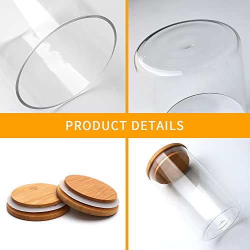 Encheng Glass Jars Set,Borosilicate Glass Food Storage Containers,20 Oz Airtight Kitchen Canisters With Bamboo Lids For Pantry Organization,Clear Food Jars For Spice,Flour,Nuts,Oatmeal,Coffee,9 Pack #TOP2