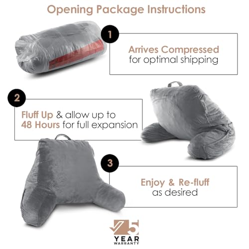 Image of Nestl Reading Pillow for Kids & Teens with Shredded Memory Foam, Backrest Pillows for Reading, Watching, and Gaming, Use on The Couch, Bed, or Floor, Adjustable Support with Washable Cover Grey