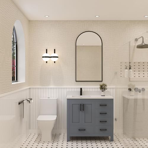 Ayna Decors Rooh 36 in Left Charcoal Grey Single Sink