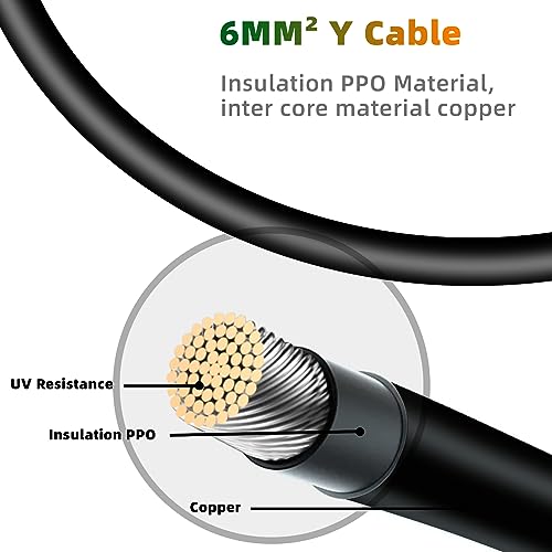 Sekesoer Solar Y Kabel 6mm², Y Stecker Solar Paar, Solarkabel Y Verteiler, PV Y Stecker Module Balkonkraftwerk (6mm² M/FF and F/MM)