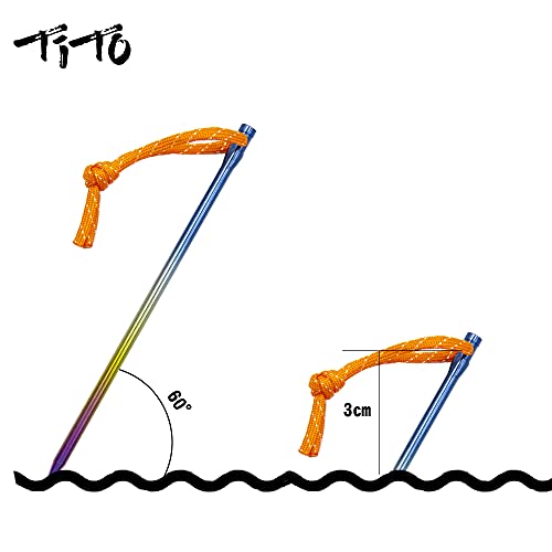 Piquetas para acampar de titanio TITO estacas rectas de 6mm para camping 5