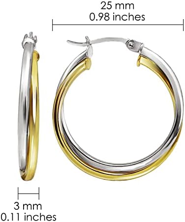 Hoops & Loops Sterling Silver Intertwining Square-Tube Polished Hoop Earrings