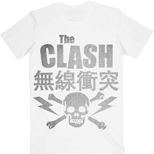 Image of The Clash Skull & Crossbones Official Tee T-Shirt Mens Unisex (Medium) White