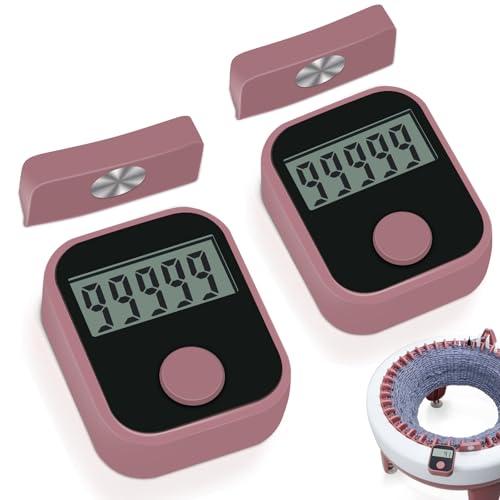 2PCS Knitting Machine Counter, Heyseri Row Counter for Knitting Machine - Attachable Magnetic Suitable for 32.40.48 Needle Row Counter - Pink