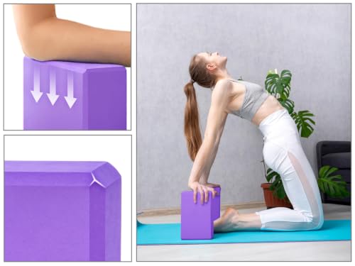 Image of Exerz EXYB-002 Yoga Blocks 2PK High Density - Comfortable Fitness Foam Bricks, Anti-Slip, Lightweight and Travel Friendly