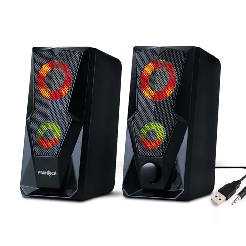 Image of FRONTECH 2.0 Channel Multimedia Speakers - 12W | USB Powered | RGB Lighting | 3.5mm AUX | 1 Year Warranty (SPK-0013)