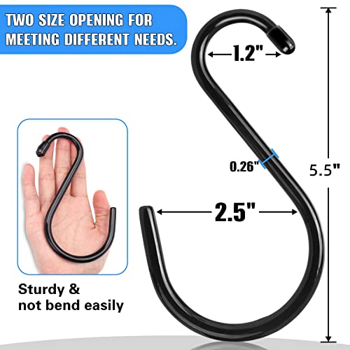 12 Pack Heavy Duty Large S Hooks, Rust-Free 5-1/2 Inch S Hooks Hanger, Non Slip All-Purpose S Hook #TOP3