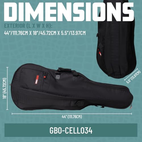 image for Gator Cases Lightweight Band and Orchestra Travel Bag for 3/4 Cello; (