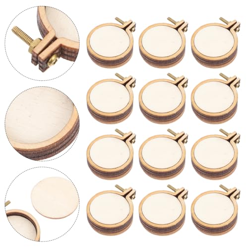 Image of EXCEART Mini Embroidery Pendants Wooden Craft Hoops with Hanging Hole DIY Jewelry Making Findings for Necklaces Sweater Chains and Decorative Crafts 20 Sets